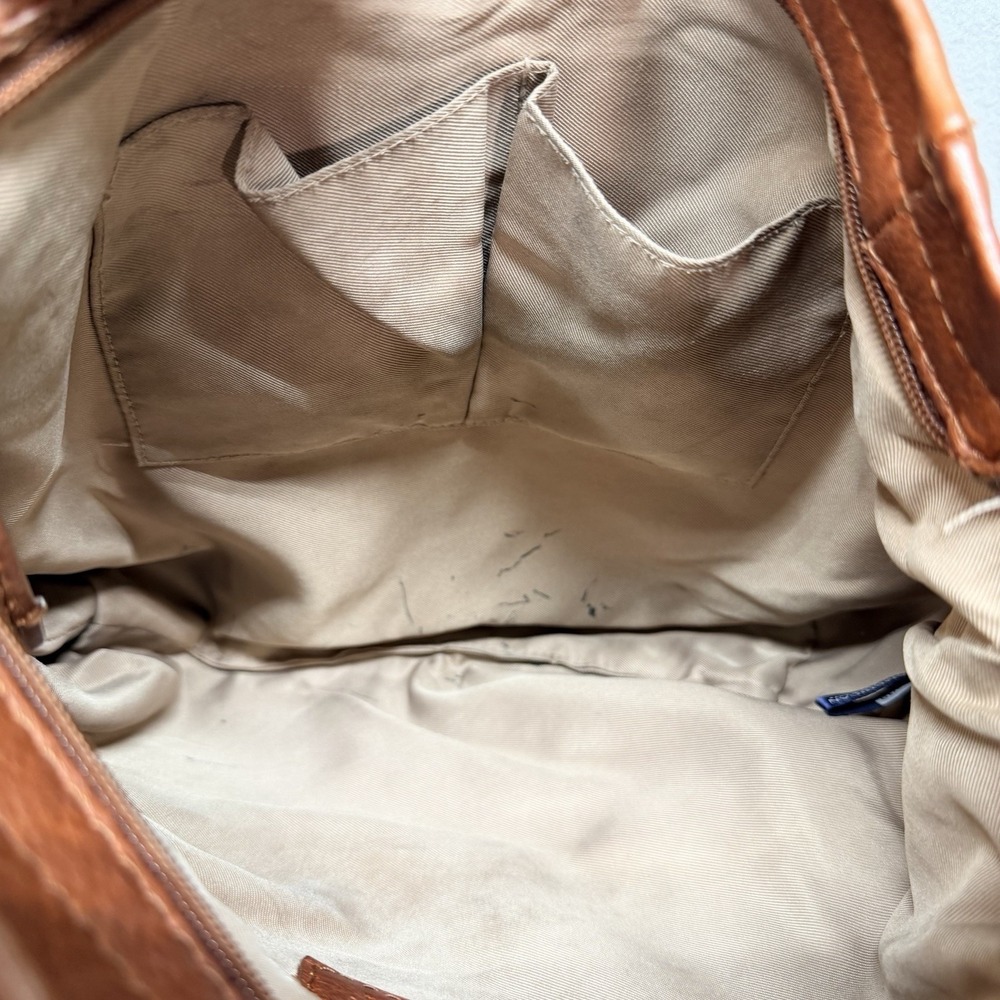 American Leather Co Austin Cognac Brown Pebbled Leather Hobo Shoulder Bag Zipper - Picture 8 of 11